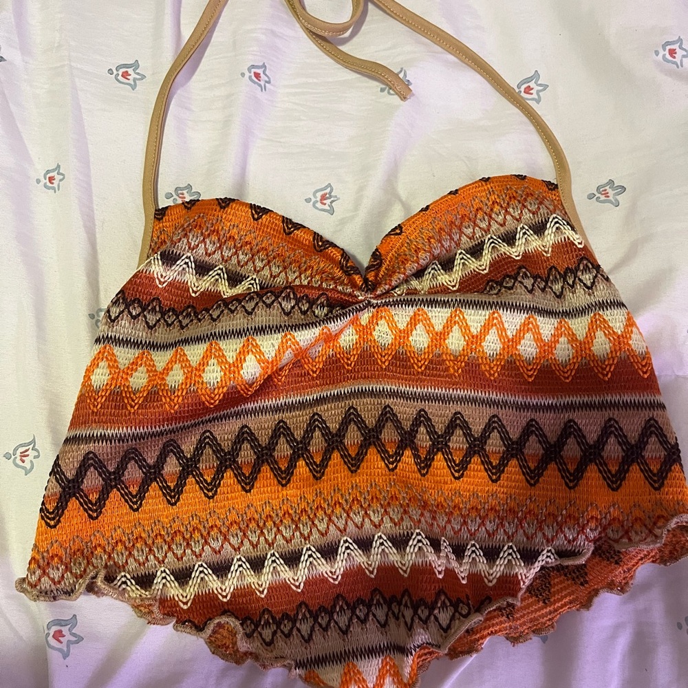 Orange Patterned Women's Top